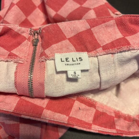 Le Lis Collection Checkerboard Mini Skirt with Pockets and Side Slit Pink Size S - Picture 6 of 7